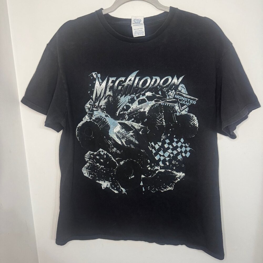 VTG Y2K Monster Jam Megalodon Monster Truck T-Shirt Black Size L Mens T14